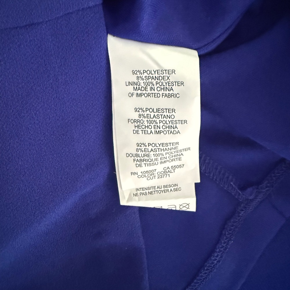 Marina One Shoulder Ruffle Sheath Dress Cobalt Blue Size 6 NWT - Picture 5 of 7